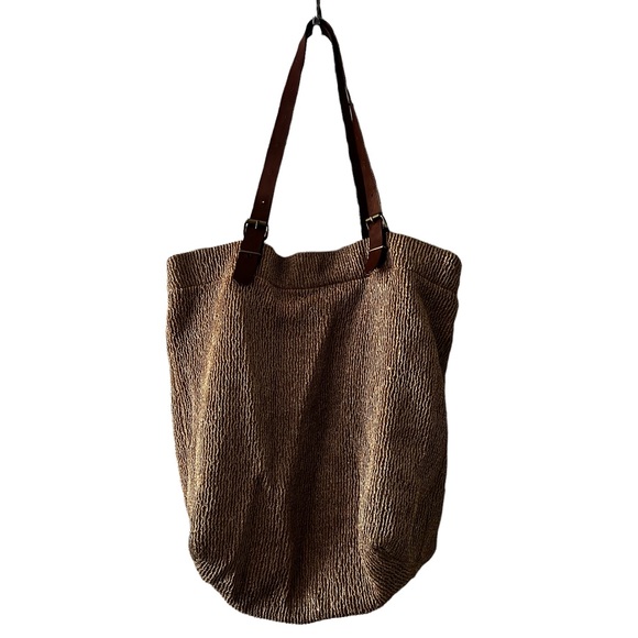 J. Jill Bags Jjill Natural Woven Straw Bucket Bag With Brown
